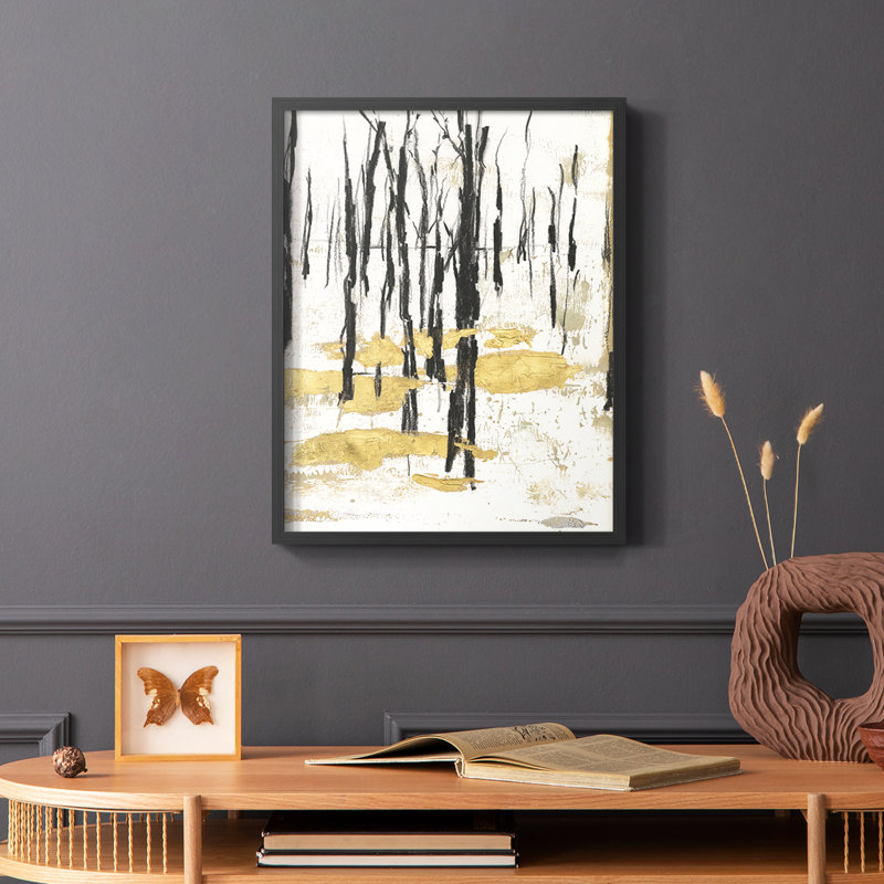 Gilded Winter I Framed Print - Solid Wood, 28" H x 22" W, Black
