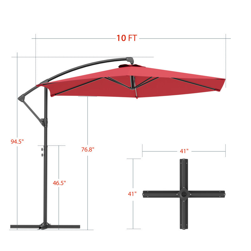 Parasol en porte-à-faux 120 po, Rouge