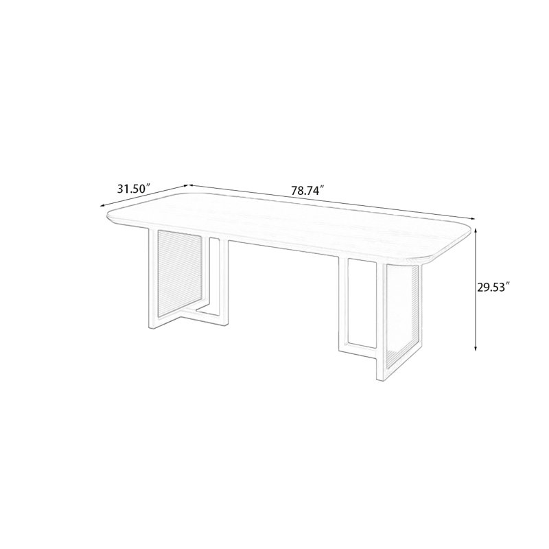 Table de salle à manger rectangulaire noire en bois massif, H 29,53 po x L 78,74 po x l 31,5 po
