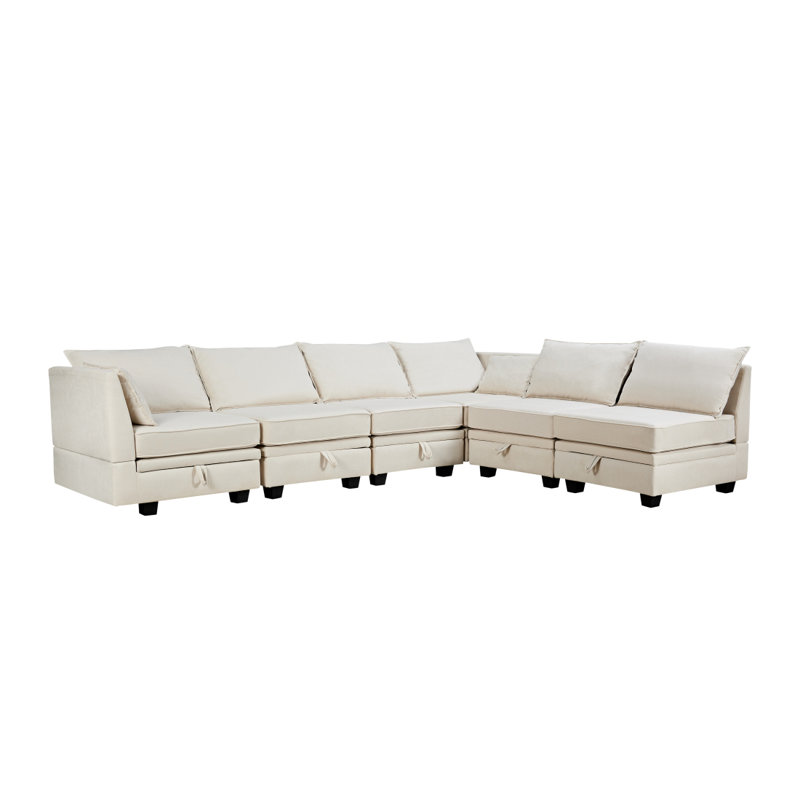 Grand canapé modulaire moderne en U, Lin beige