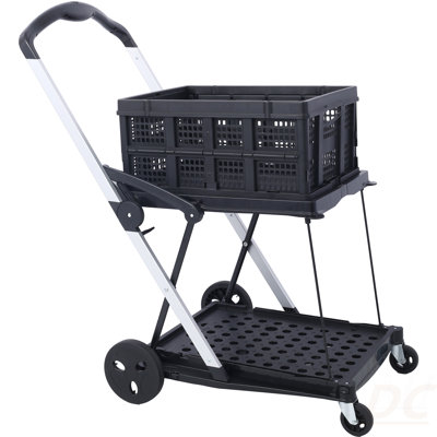 Collapsible Utility Cart Multi Use Functional Collapsible Shopping Carts 2-Tier Collapsible Shopping Cart With Baskets Carrito Para Supermercado Con Ruedas