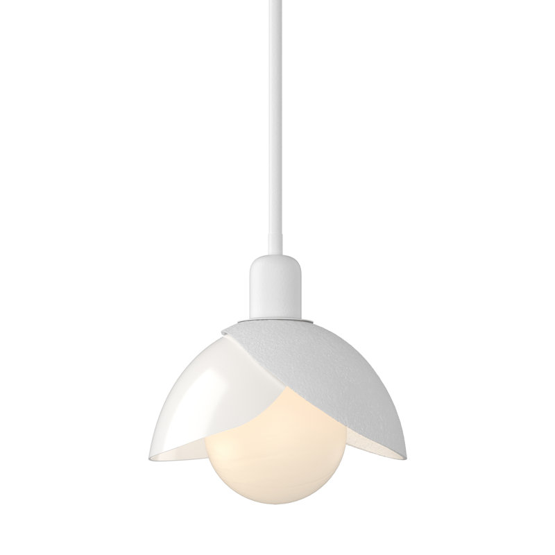 Brooklyn 1 - Light Single Geometric Art Glass Pendant, White, White Art Glass