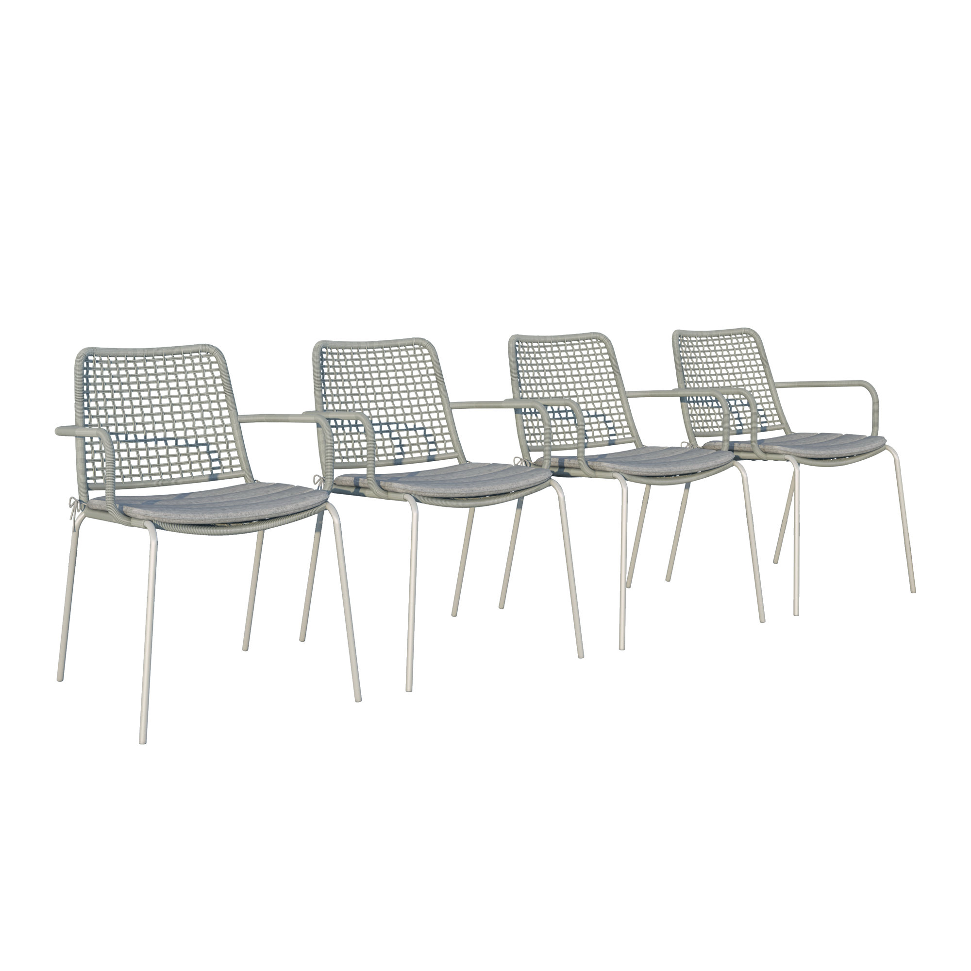 Alyisa Patio Dining Gray Chairs (Set Of 4), Gray Cushions