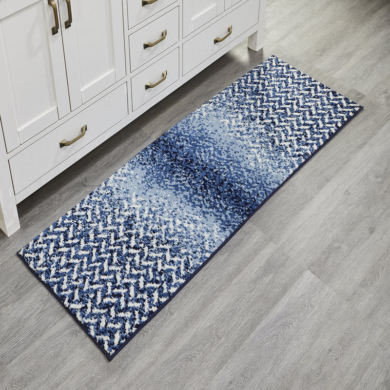 Tapis pour salle de bain avec envers antidérapant Annasia Collection, Bleu, Ensemble de 3 pièces (20 po x 20 po | 21 po x 34 