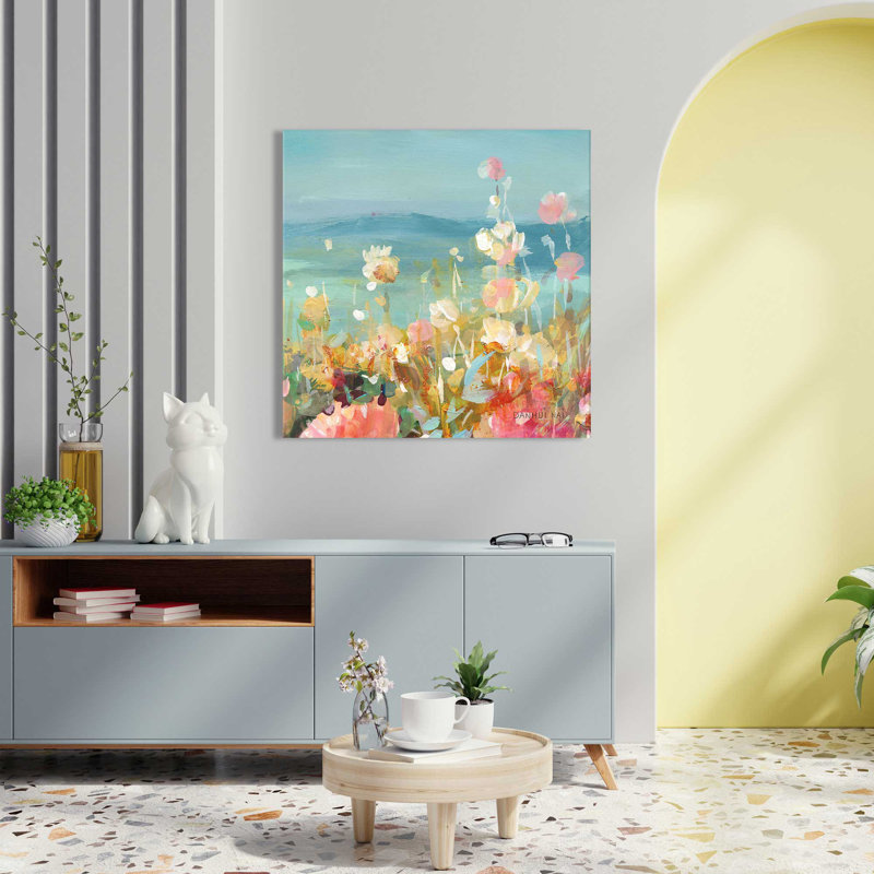 Coastal Dahlias Crop II - Peinture, L 18 po x H 18 po, Toile tendue