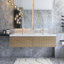 Meuble-lavabo mural moderne à rayures avec lavabo et tiroir à fermeture en douceur-901859951