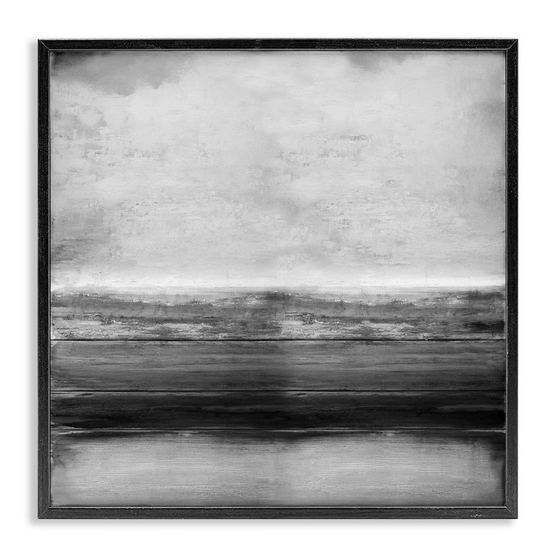Abat-jours monochromes gris rustiques superposés - impression, Giclée encadrée noir minuit, H 17 po x l 17 po