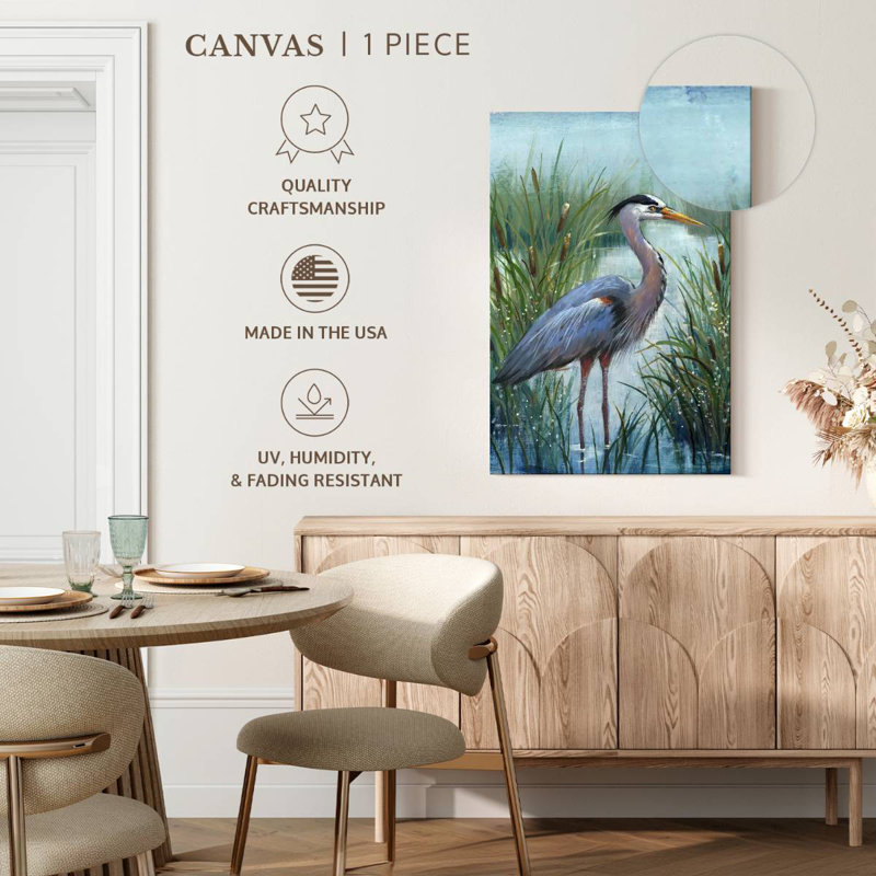 Brampt Marsh Heron I, 45" H x 30" W