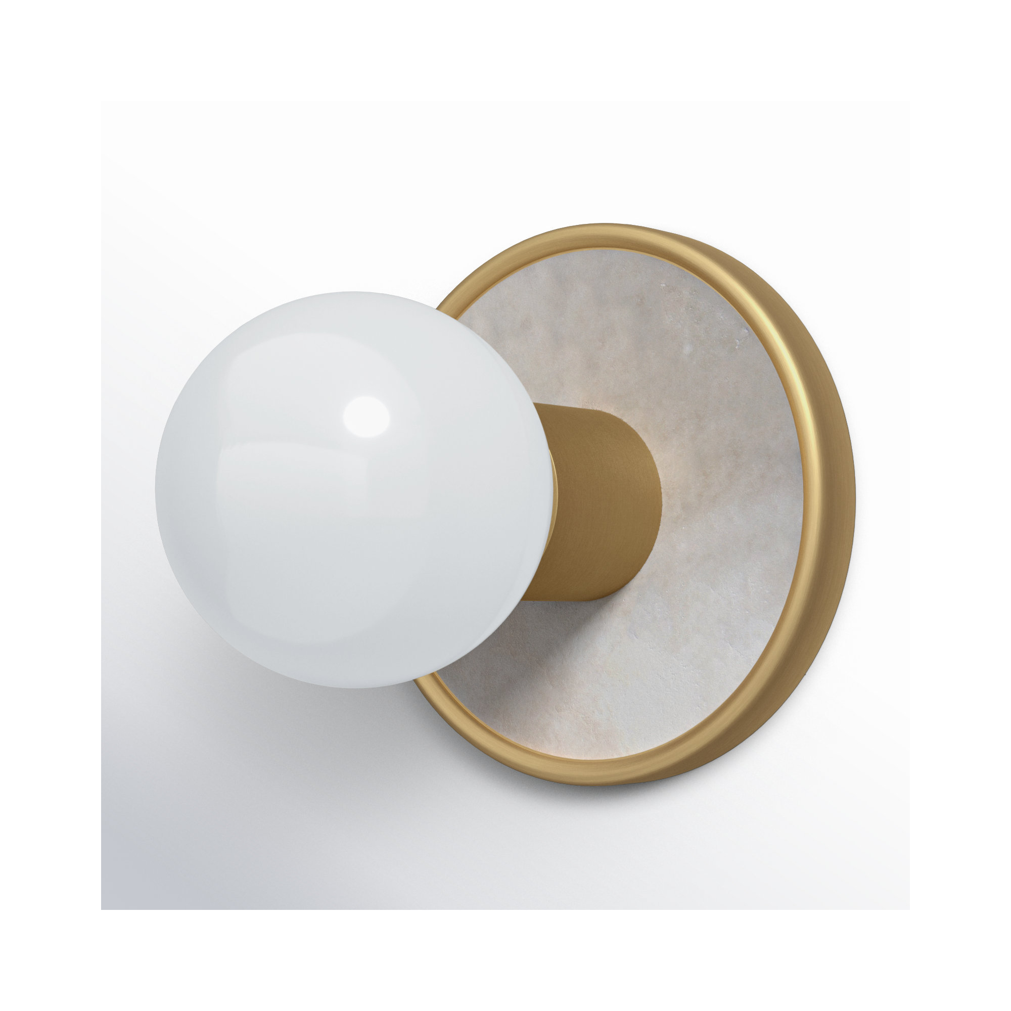 Rocha Single Dimmable Bath Sconce, No, White Alabaster/Natural Aged Brass