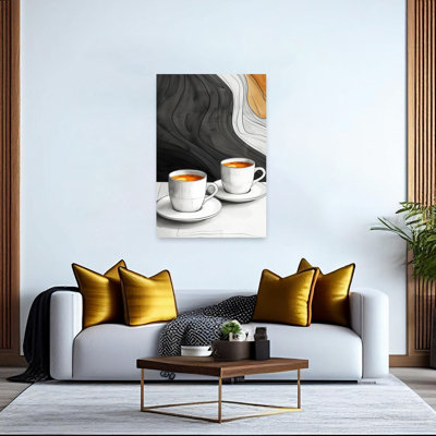 Warm Coffee Waves Contemporary Wall Art