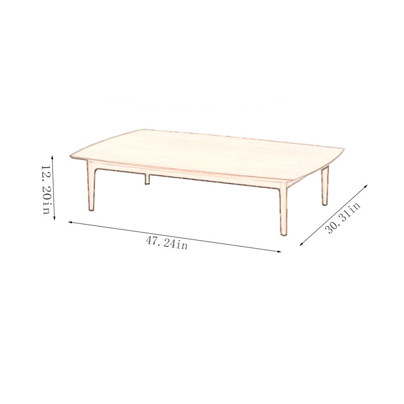 Walnut Rectangular End Table With Curved Edge Coffee Table