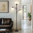 Sky Dome Double 72 in. Industrial 3-Way Dimming LED Black Floor Lamp with 3 Versatile Adjustable Bowl Shades-62954077