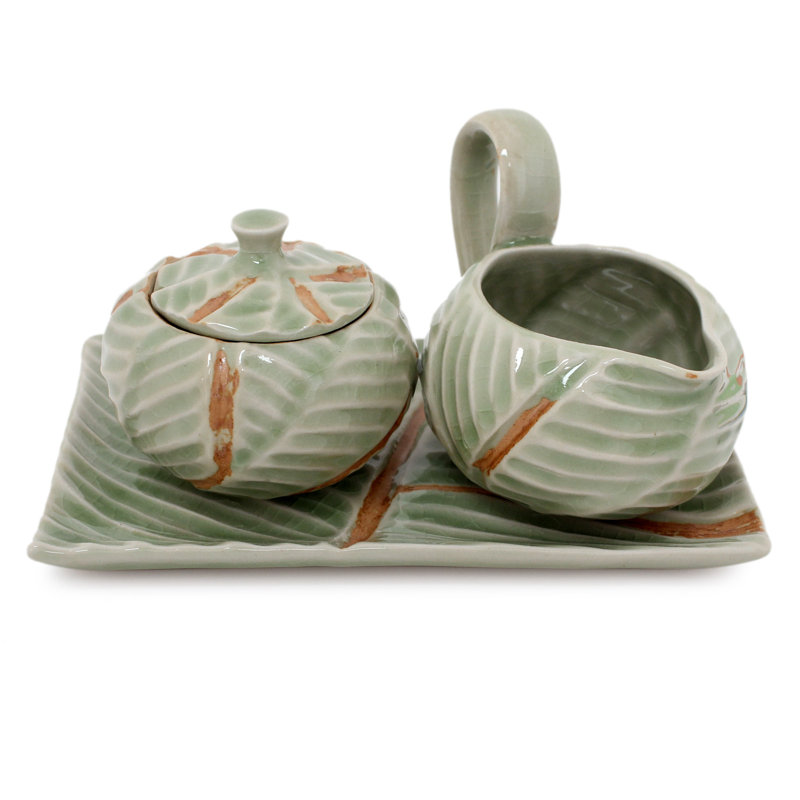 Kidham Hand Painted Ceramic Sugar and Creamer Set Sugar Bowl Creamer Bowl with Lid