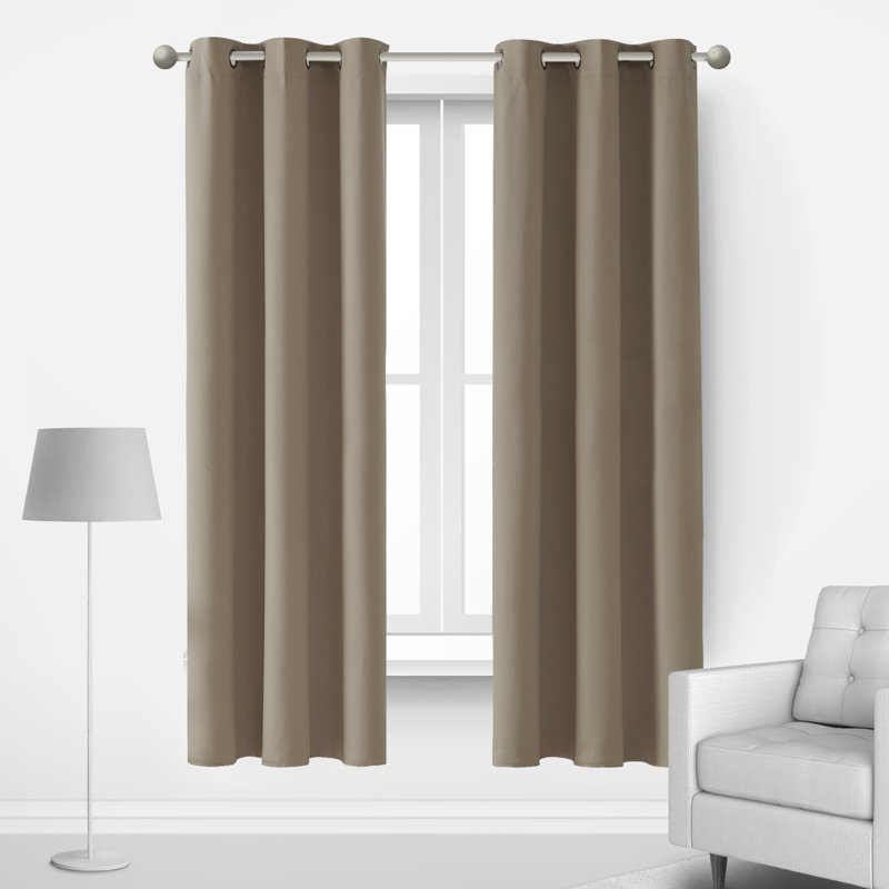 Lompoc Room Darkening Grommet Curtain Panels, 42" W x 63" L, Khaki