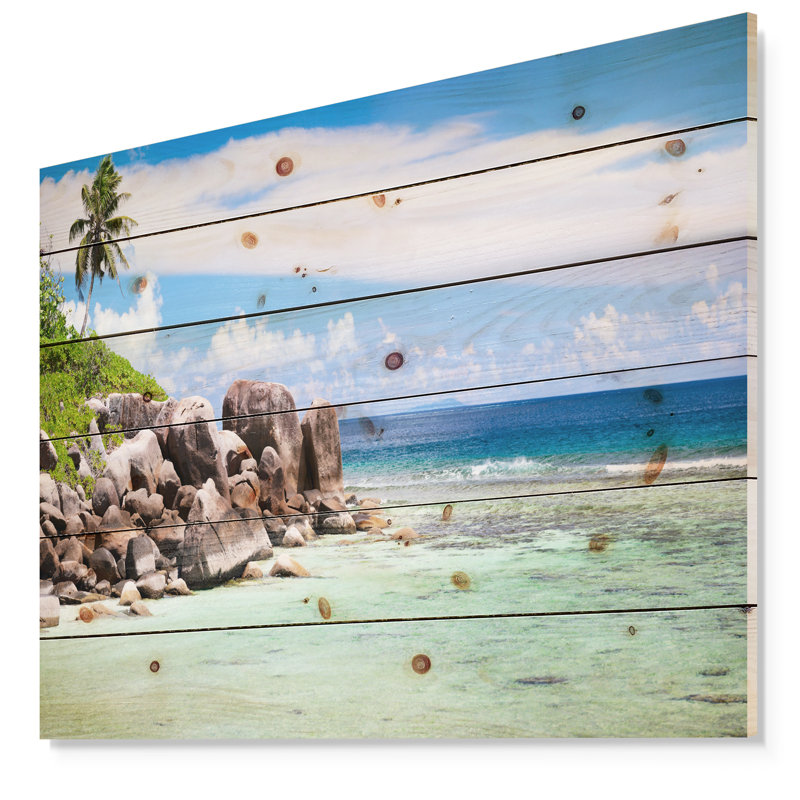 « magnifiques seychelles de la côte rocky coast »-impression, Bois, H 36 po x l 46 po x P 1,5 po