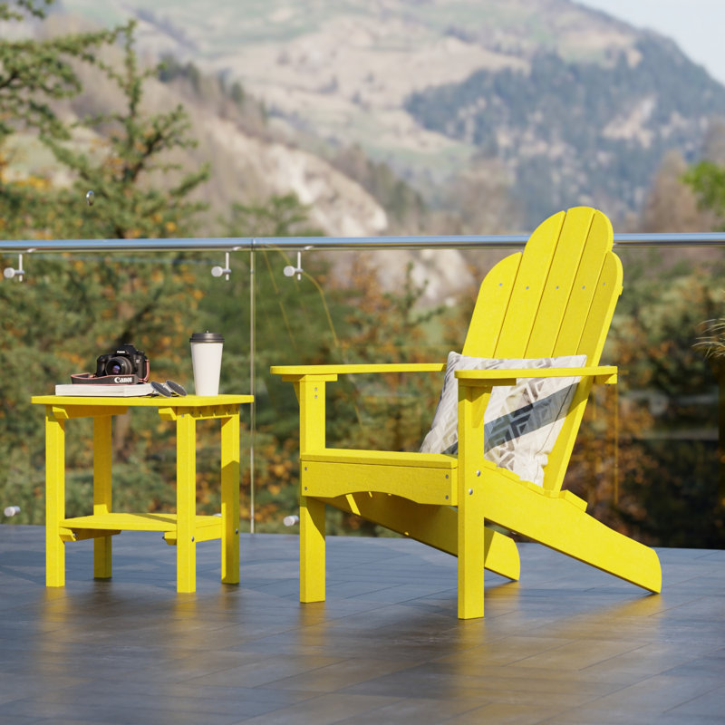 Classic 3-Piece Adirondack Set with Side Table, Lemon Yellow