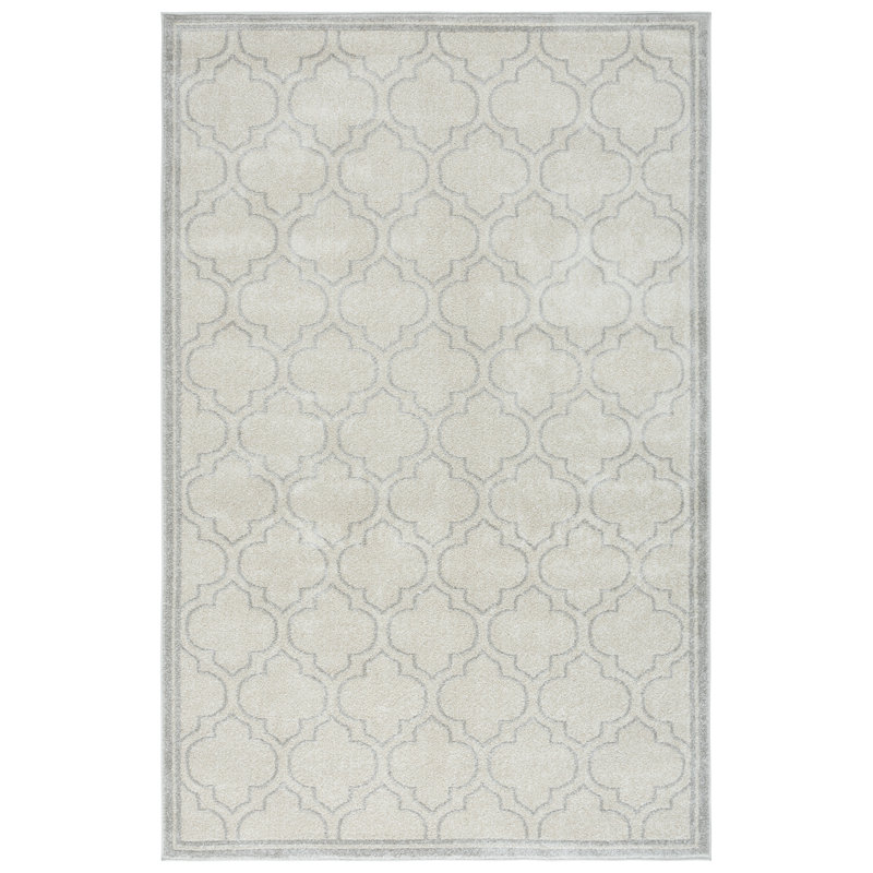 Ammundsen Geometric Light Gray/Ivory Area Rug, Rectangle 5'3" x 8'