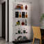 Armoire à vin en verre trempé avec - bandes DEL activées, serrure et lumière mystérieuse, 3 4 tablettes, idéal pour les portes de dossiers avec rangement à haut rendement, hauteur de 75,53 po, finition noire