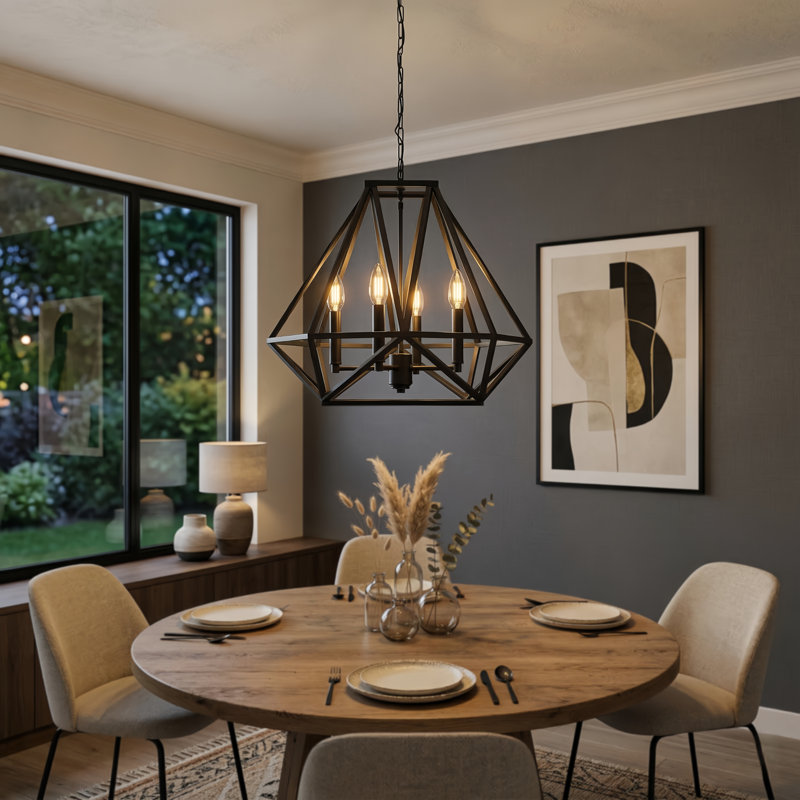 Worton 18.5" W 5-Light Dimmable Chandelier, Black