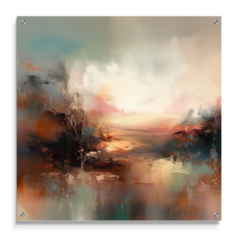 «Brown Abstracted Nature I», art mural abstrait en paysages, H 30 po x l 30 po