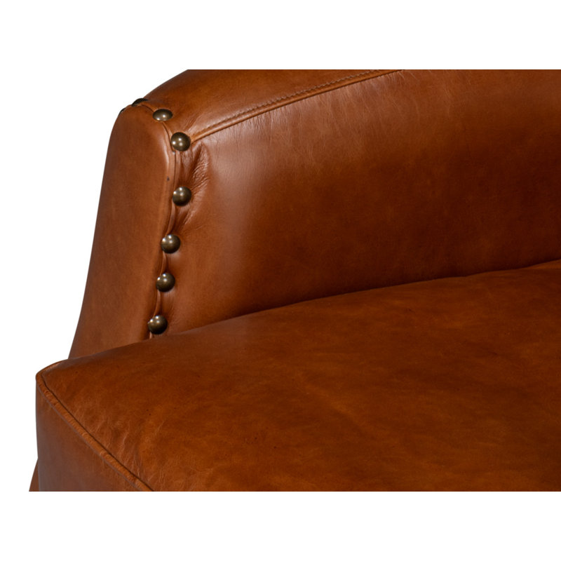 The Taft Swivel Club Chair, Brown Genuine Leather