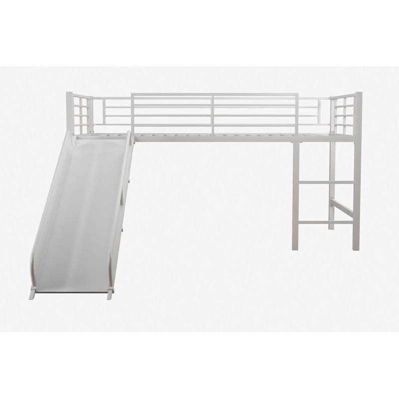 Eliud Kids Twin Loft Bed with Slide, White