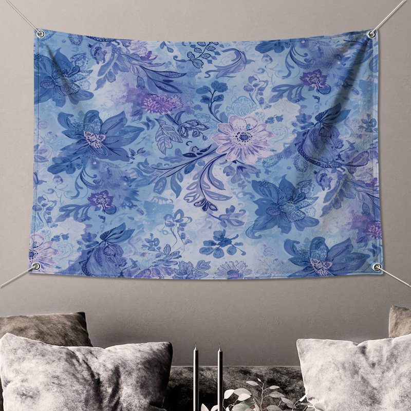 Tapisserie murale «Blue», 68in H x80in W with 4 Grommets