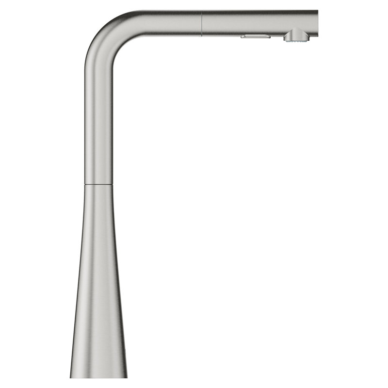 Zedra Pull Out Single Handle Kitchen Faucet With Accessories, Supersteel Infinity