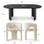 Ensemble de salle à manger 7 pièces moderne avec table à piédestal ovale noire de 79 po et 6 fauteuils sculpturaux à large siège-194498032