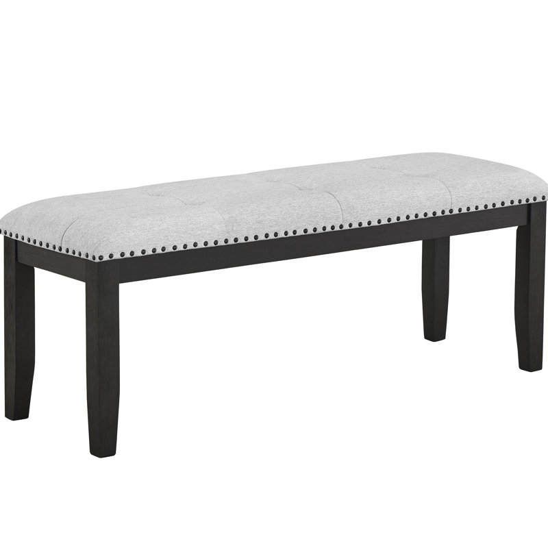 Comfortable Upholstered Bench With Gray Upholstery And Black Legs For Living Area Grey Bedroom
