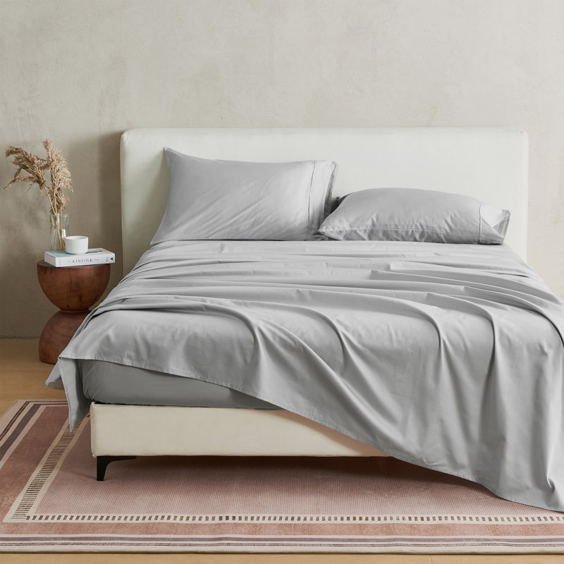 400 Thread Count 100% Cotton Sateen Sheet Set, Fog Gray, California King Sheet Set + 3 Additional Pieces