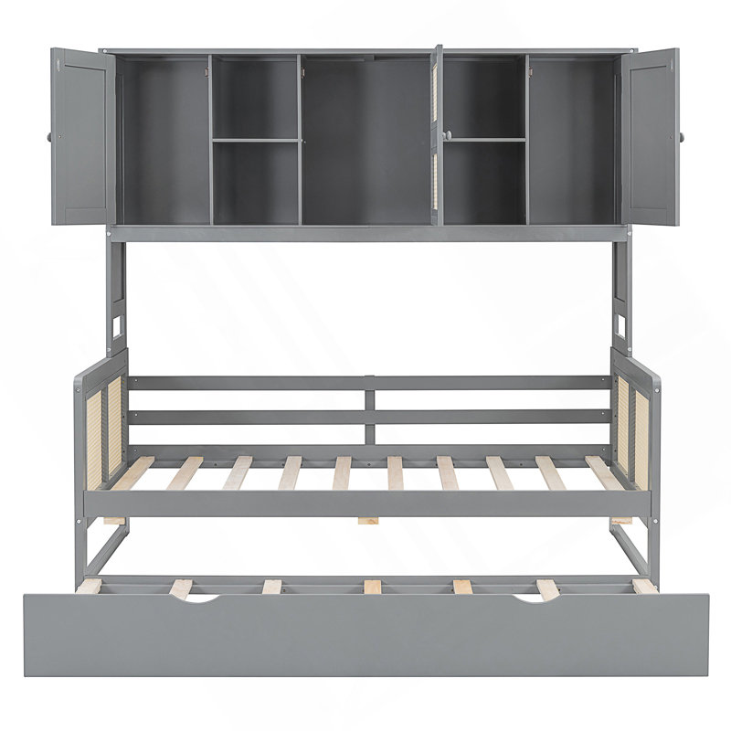 Daybed With Trundle And Storage, Gray, Twin