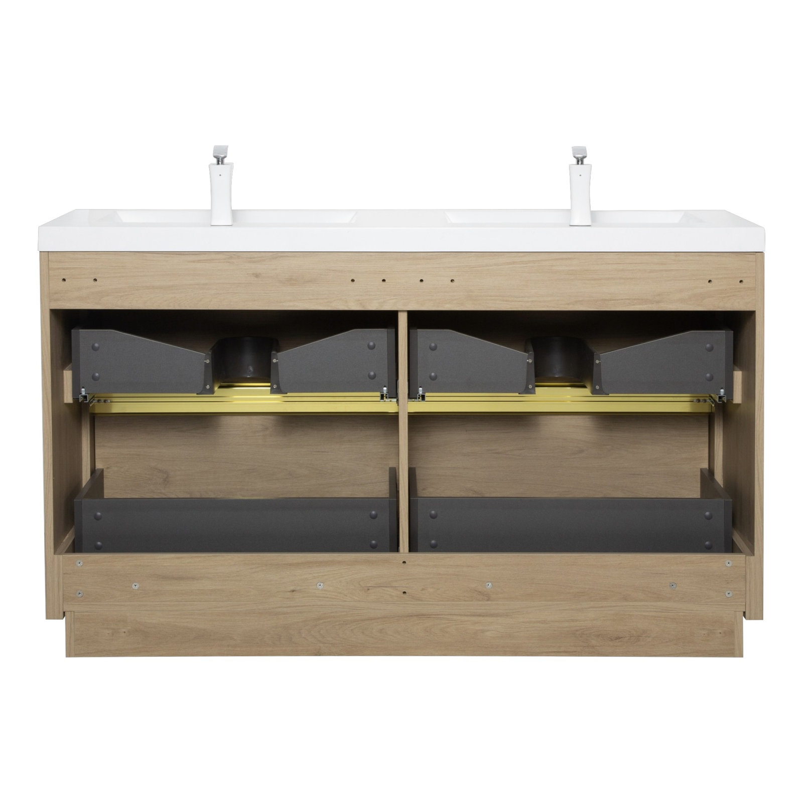 Beira 60" Double Bathroom Vanity, Oak