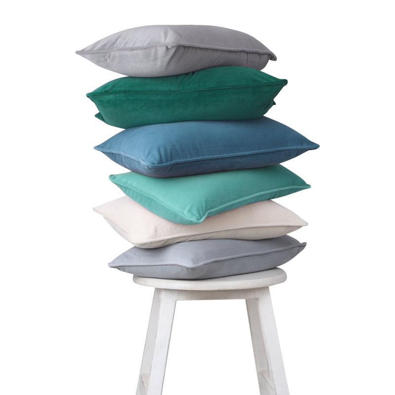 Light Blue Velvet 18" Square Throw Pillow with Hypoallergenic Fill