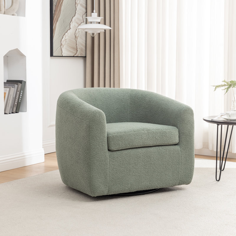 Odey 33.5” half-barrel swivel chair, Ours en peluche vert