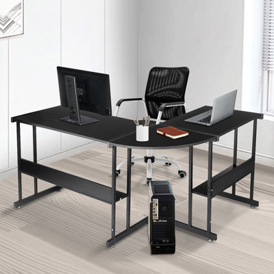 L-Shaped Metal Base Executive Desk
