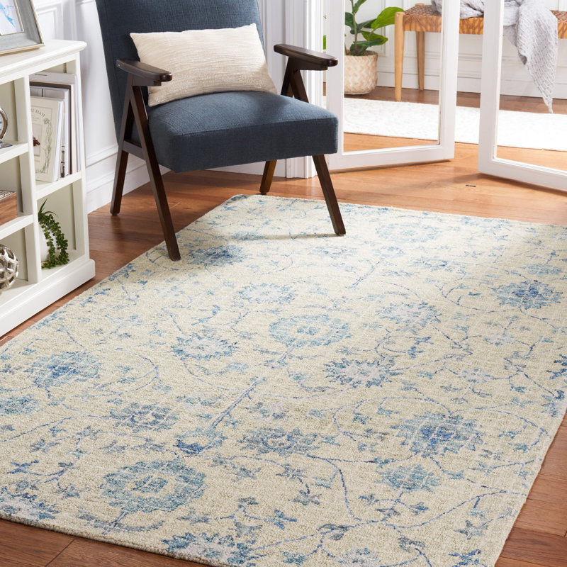 Luitpold Hand Tufted Wool Floral Rug, Rectangle 8' x 10'