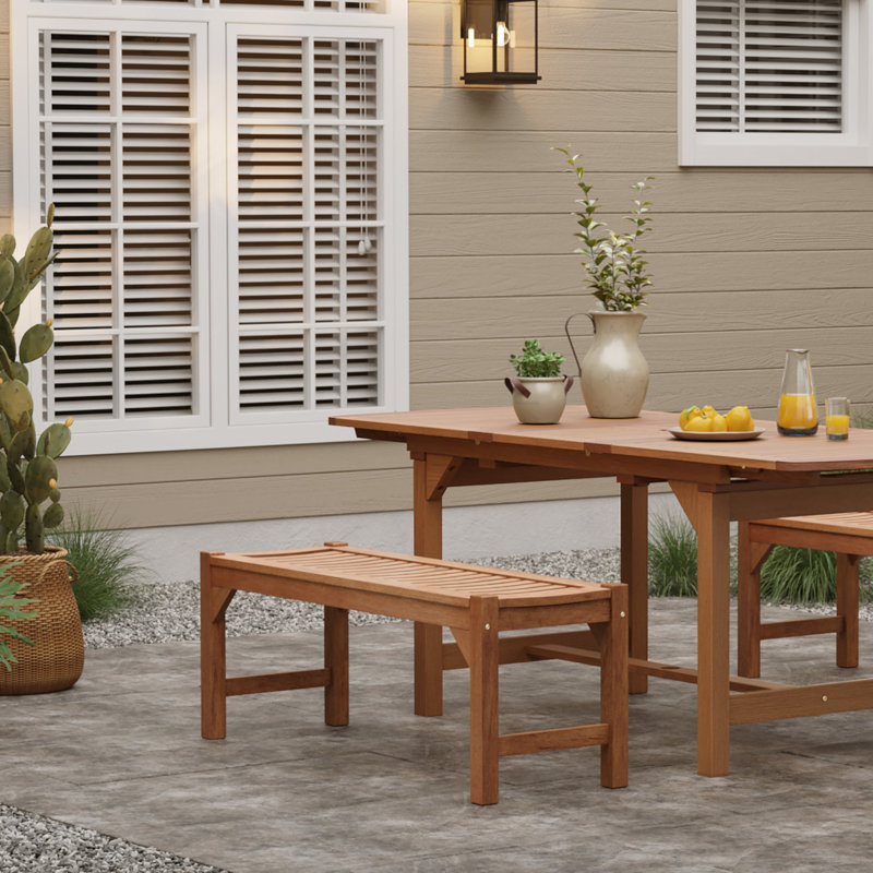 47.2'' W Solid Wood Outdoor Bench, Sloping Seat Patio Bench