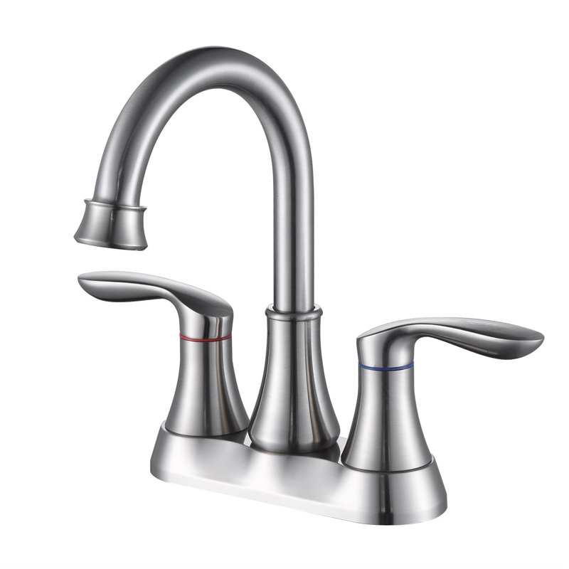 Robinet de salle de bain à ensemble central avec bonde, Nickel