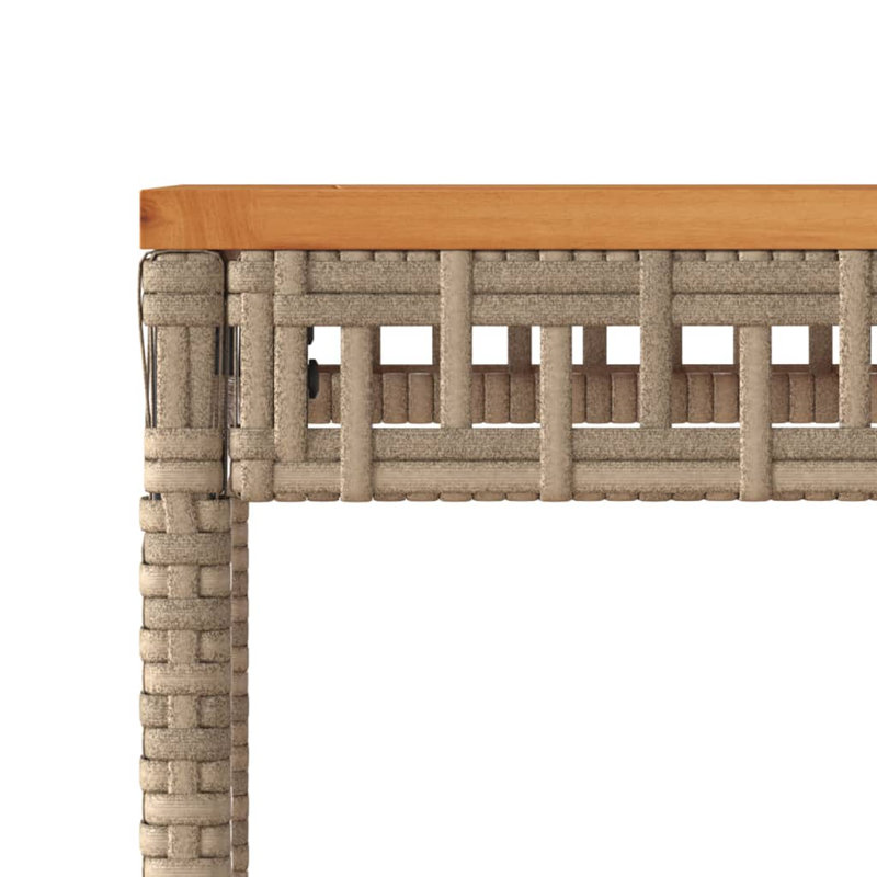 Garden Table 38X38x42 Cm Poly Rattan Acacia Wood, Mix Beige
