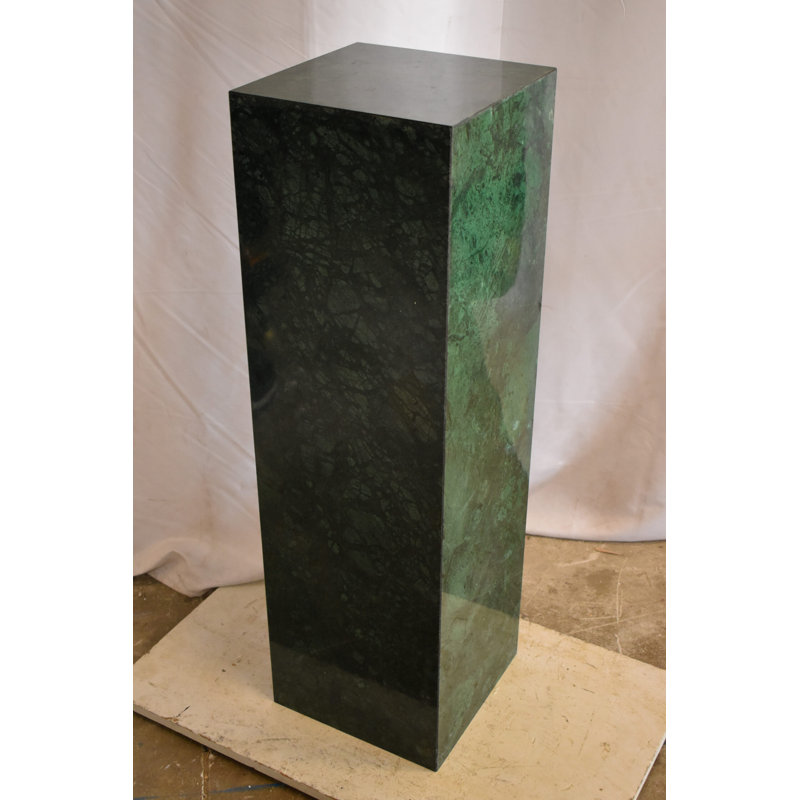 Piédestal pour œuvre d'art, pierre de marbre moderne 12 po x 12 po x H 39 po, Vert foncé / marbre noir