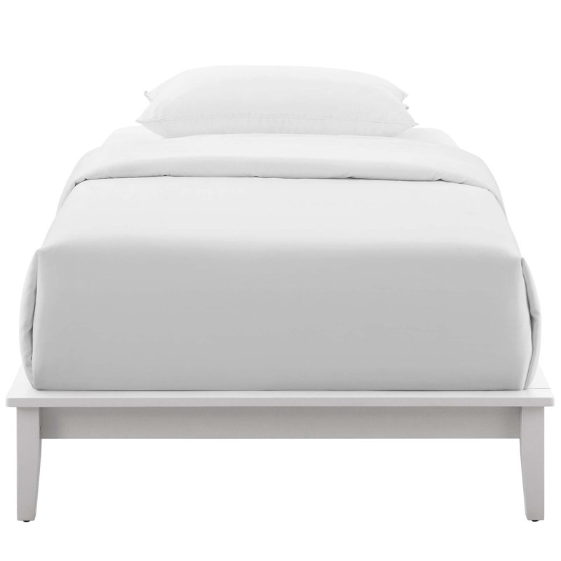Modway Lodge Wood Platform Bed Frame, White, Twin