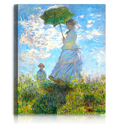 «The Walk, Woman with a Parasol» (1875) par Claude Monet, reproduction d'art classique sur toile, estampe numérique sur toile pour la décoration intérieure
