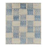 Rug & Kilim’S Scandinavian Rug In Blue And Cream With Geometric Patterns