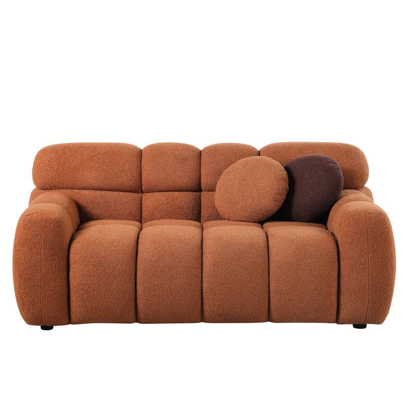 Boucle rembourré 2 places en brun, convient au décor traditionnel brun, avec des coussins doux