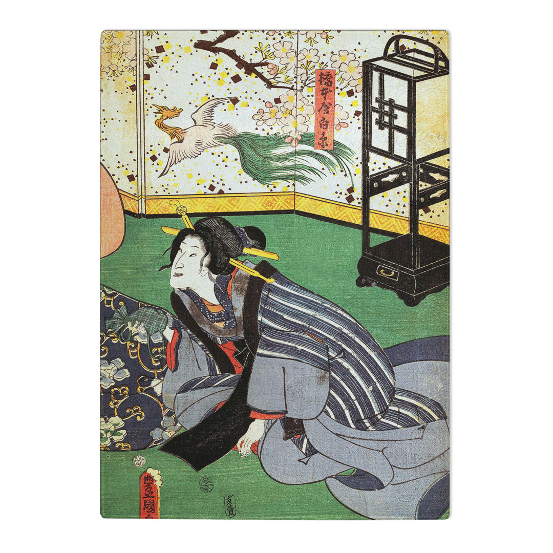 Tempered Glass Woman in a Room by Utagawa Kunisada Chopping Board