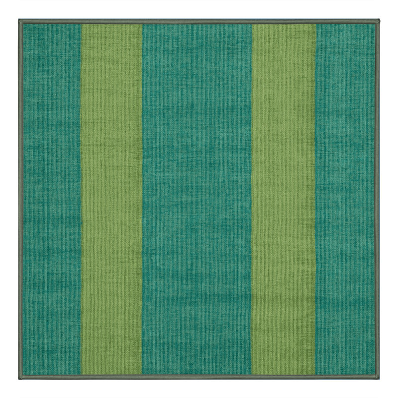 Machine Washable Checkered Green Area Rug, Square 4'