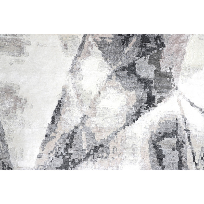 Abstract Area Rug in Ivory, Rectangle 2' x 3'