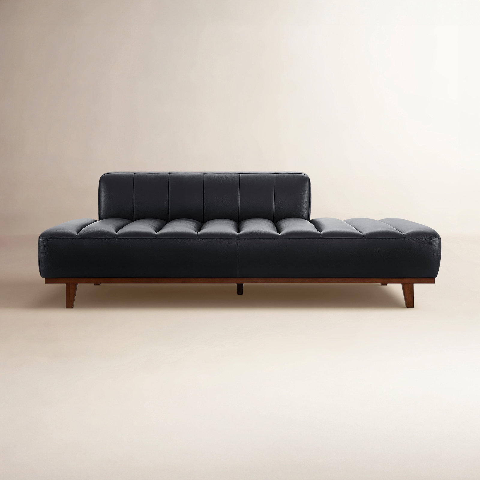 Novi Genuine Leather Chaise Lounge, Impression Black Genuine Leather