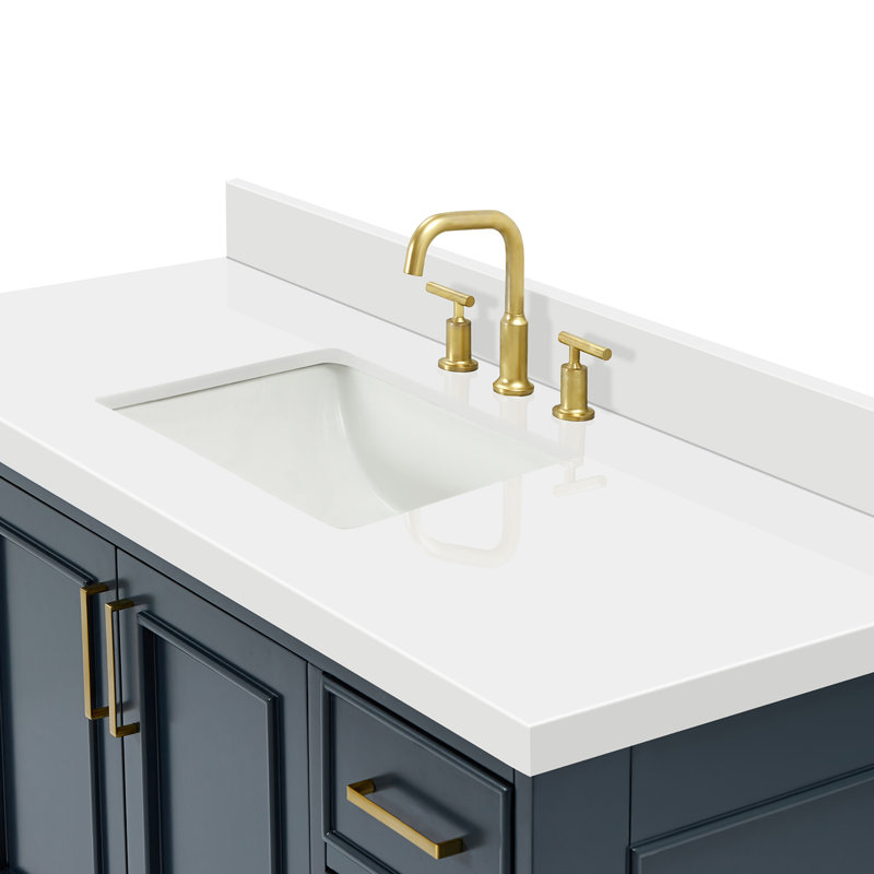 Meuble-lavabo simple avec plateau Abshire 61, Bleu minuit, 55"